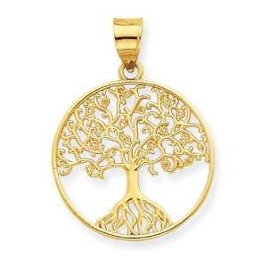  14K Small Cut out Hearts on Tree of Life Disc Pendant 