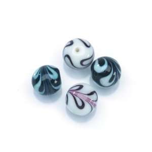   Darice(R) 14mm Porcelain Beads   4PK/Black & White: Arts, Crafts