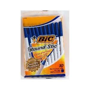  Bic Round Stic Pen Blue Med 10pk: Health & Personal Care