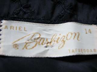 1950s Vintage Barbizon Black Taffeta Nightgown Slip~Eyelet Lace 