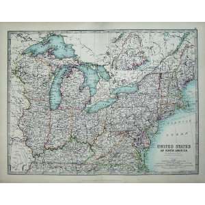 Johnston Atlas 1905 North America Map Long Island Lake:  