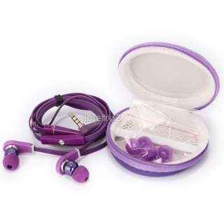 Purple 3.5mm Inear Earphone Headphone w/Mic For iphone 3G/3GS/4G/4S/4 