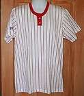 RUSSELL ATHLETIC RED PINSTRIPE L BASEBALL JERSEY T SHIRT 50 50 USA NEW 
