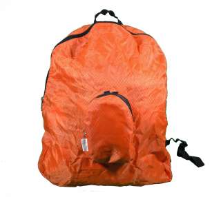 Belle Hop Orange Fold Up Compact Travel Backpack Stash Pack 