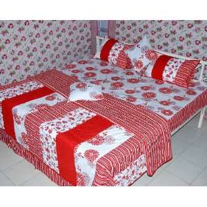 Stencil Design Bedspread Bed Sheet Set With Matching Cushions Cover 
