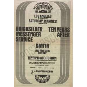  Quicksilver Ten Years After Fillmore Concert Ad Poster 