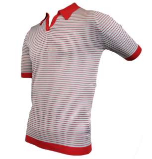 John Smedley Perry Striped polo Shirt SS11 Red  
