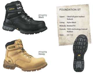   Caterpillar Mens Safety Work Boot Shoe Foundation St Steel Toe  