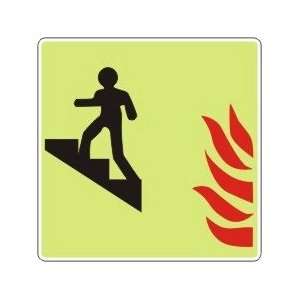  USE STAIRS UP SYM WITH FLAME (GLOW) Sign   8 x 8 Lumi 