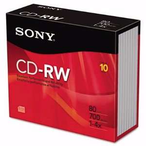  CD RW Rewritable Discs, Branded Surface, 700MB/80MIN, 4x 