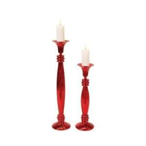   Antique Red Glass Pillar Candle Holders 13   18