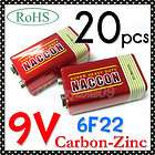 20 NEW RoHS 6F22 9V PP3 Carbon Zinc Battery Single Use  