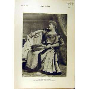  1895 Madame Hope Glenn Lady Woman Portrait Old Print