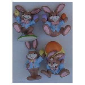   Easter Figures Set Of (4) PVC 1990 Peter Cotton Tail 