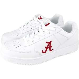  Alabama Crimson Tide White Team Logo Leather Tennis Shoes 