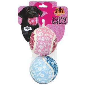  Silly Squeakers Large Tennis Balls, Flower, 2 Pack Pet 