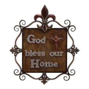  God Bless Our Home Metal Wall Plaque 18H, 15W