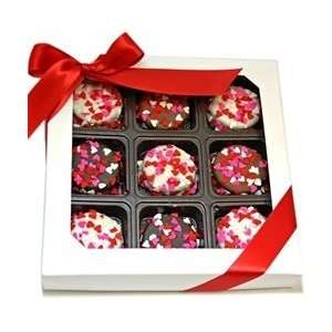 Box of 9 Heart Sprinkled Chocolate Dipped Oreos:  Grocery 