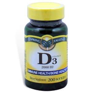  Spring Valley   Vitamin D 3 2000 IU, High Potency, 200 