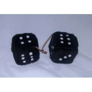  3 Inch Fuzzy Furry Dice Black With White Dots Everything 