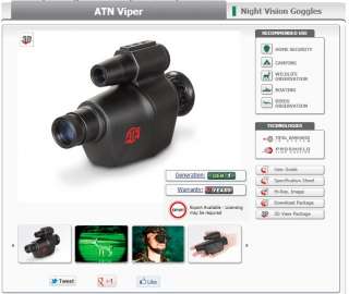 ATN VIPER 1 Gen 1+ Night Vision Goggles / Monocular 658175234562 