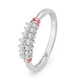  10KT White Gold With Pink Tab Round Diamond Fashion Band 