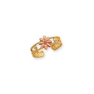  Two tone Flower Toe Ring in 14 Karat Gold: Jewelry