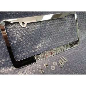  Nissan Chrome Metal License Plate Frame with Logo Screw 