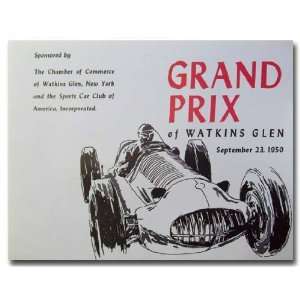  1950 Grand Prix of Watkins Glen Program Poster Print: Home 
