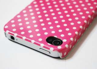 ON SALE) Pink Polka Dot Hard Rubber Case For iPhone 4 / 4S  