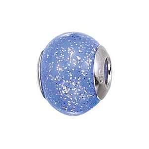  Zable Blue W Silver Specks Murano Glass Sterling Silver 