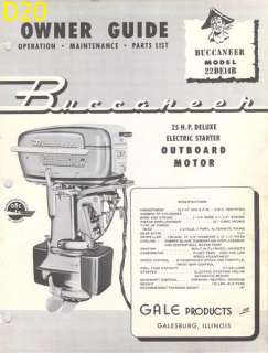 Antique Gale Buccaneer outboard owners manual parts catalog 3 5 12 25 