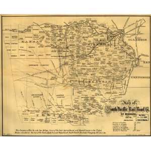  1870 Map of South Pacific Rail Road Co of Missouri.