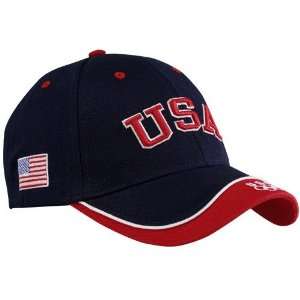  Team USA Navy Blue Cut & Sew Adjustable Hat: Sports 