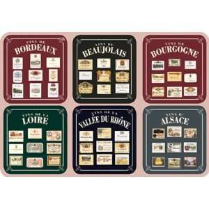 Set of 6 New Cork Back French Wine Vin Label Coasters Bordeaux 