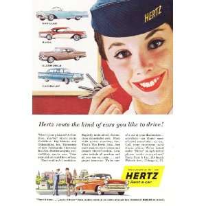  1957 Ad Hertz Rent A Car Stewardess Original Vintage Print 