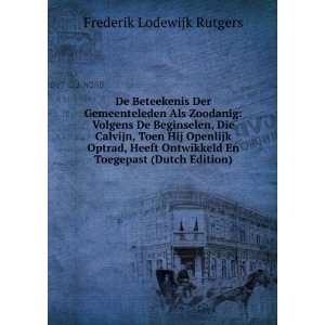  En Toegepast (Dutch Edition) Frederik Lodewijk Rutgers Books