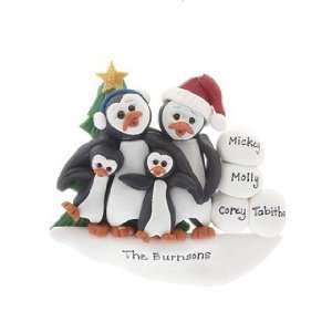  Personalized Penguin Family 3 Christmas Ornament: Home 