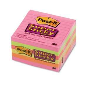  Neon Super Sticky Note Pads   4 x 4, Five Colors, Six 90 Sheet Pads 