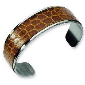    Chisel Stainless Steel and Snake Patterned Bangle Chisel Jewelry