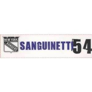  Sanguinetti 54 New York Rangers Game Used Locker Room Name 
