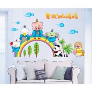 Rainbow Miss Piggie Cute Animals Wall Sticker Decal for Baby Nursery 