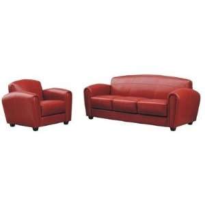  Modern Leather Sofa And Two Club Chairs A3007