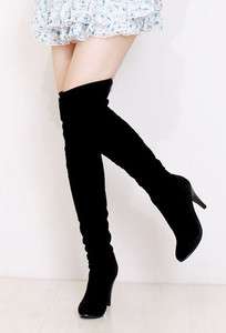 New black Velvet over knee high heels boots US size 9  