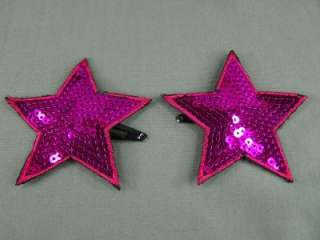   sequin STAR set 2 hair clips snap barrettes accessory FREE SHIP  