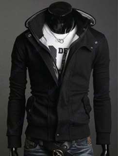 New Stylish Slim Fit Men Zip Outerwear overcoat Jackets Hoodies Coat 3 