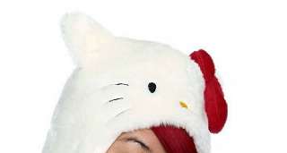   KITTY~ I AM WHITE PLUSH SNOOD HAT SCARF MITTENS ALL IN ONE  