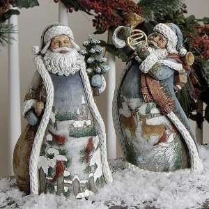  Set of 2 Natures Story Teller Painted Christmas Santa 