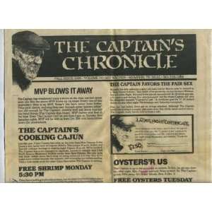 The Captains Chronicle Menu Memphis Tennessee 1985 
