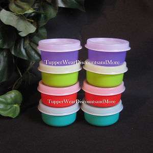 Tupperware NEW 8 SMIDGET Smidgets Small Containers Purple Lime Green 
